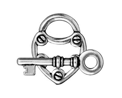 TierraCast Antique Silver (plated) Lock & Key Toggle Clasp 19x24mm, 30mm