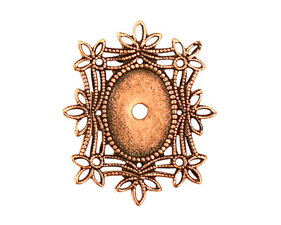 Stampt Antique Copper (plated) Floral Filigree Oval Setting 10x14mm