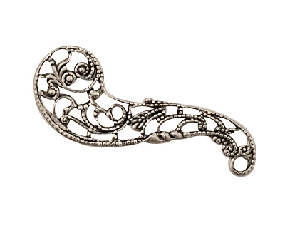 Stampt Antique Pewter (plated) Paisley Filigree 14x39mm