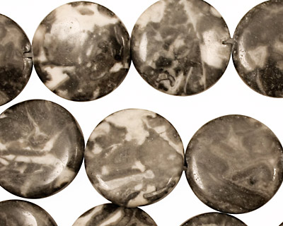 Black Tree Agate Puff Coin 16mm