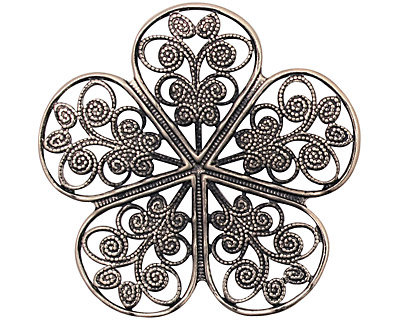 Stampt Antique Pewter (plated) Wild Rose Filigree 35mm