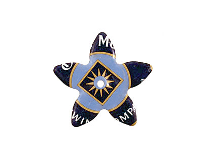 Trinket Foundry Cornflower & Gold (Blue) Small 5 Petal Bottle Cap Flower 22mm