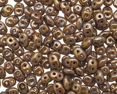 Opaque Olive Bronze Picasso SuperDuo 2x5mm Seed Bead