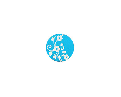 Lillypilly Turquoise Floral Vine Anodized Aluminum Disc 11mm, 24 gauge