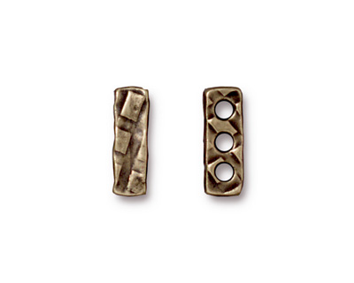 TierraCast Antique Brass (plated) Rock & Roll 3-Hole Bar 5x14mm