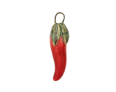 Earthenwood Studio Ceramic Hot Pepper Charm 7-8x26-27mm