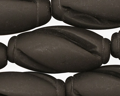 Brazil Black Stone (matte-finish) Carved Rice 34x16mm