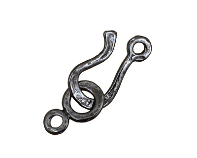 Gunmetal Hammered Simple Hook & Eye Clasp 32x12mm