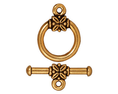 TierraCast Antique Gold (plated) Large Leaf Toggle Clasp 22x16mm, 25 Bar