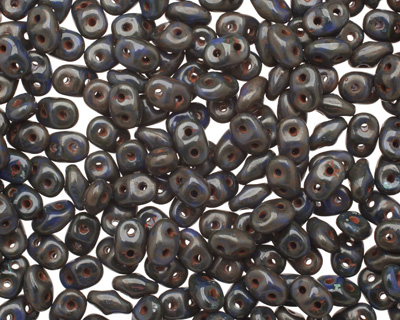Opaque Blue Picasso SuperDuo 2x5mm Seed Bead
