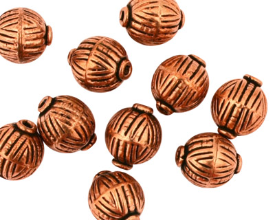 Antique Copper Scored Round 10mm