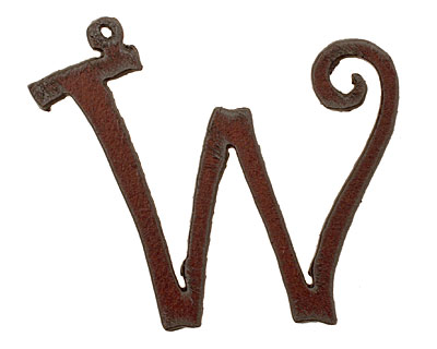The Lipstick Ranch Rusted Iron Letter W Pendant 59x50mm