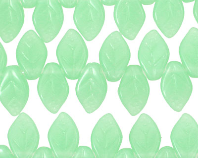 Czech Glass Jade (matte) Leaf Drop 8x12mm