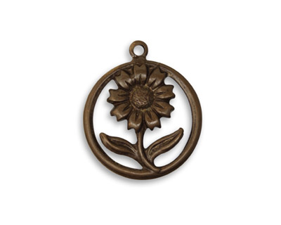Vintaj Natural Brass Sunflower Motif Charm 19x22mm
