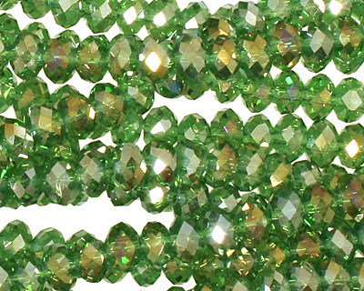 Kelly Green AB Crystal Faceted Rondelle 6mm