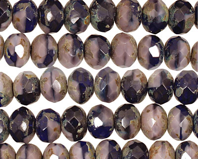 Czech Glass Grape Mix Fire Polished Rondelle 6x9mm