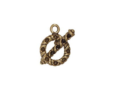 Antique Brass (plated) Multi-Bezel Roped Toggle Clasp 13x17mm, 22x7mm