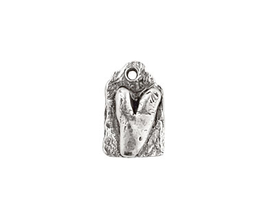Rustic Charms Sterling Silver Little Heart Tag Charm 10x16mm