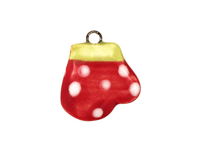 Jangles Ceramic Red Mitten Charm 18x20mm
