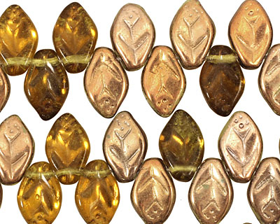 Czech Glass Antique Shimmer Leaf Drop 8x12mm