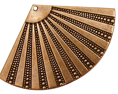 Stampt Antique Copper (plated) Beaded Fan 55x35mm