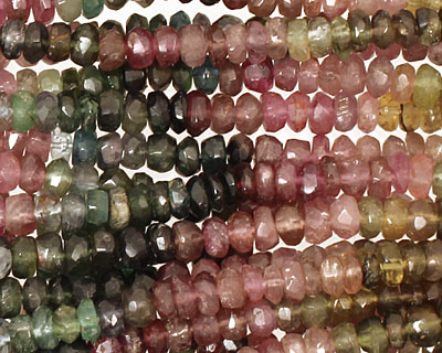Tourmaline Irregular Faceted Rondelle 5mm