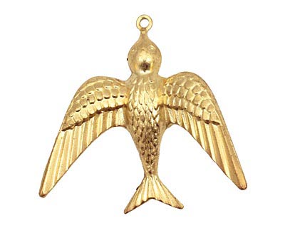 Brass Soaring Sparrow Pendant 36x35mm