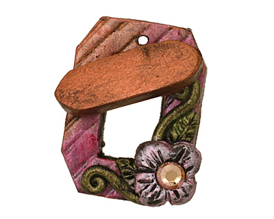 Poison Tree Polymer Clay Pink Flower Toggle Clasp 24x20mm, 21mm bar