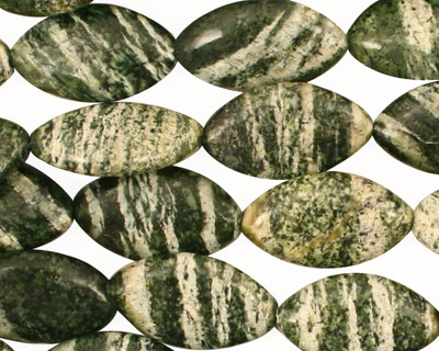 Green Zebra Jasper Horse Eye 18x10mm