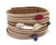 Natural Embellished Banded Leather Cuff 1 1/8"