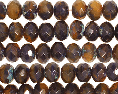 Czech Glass Wicked Garden Fire Polished Rondelle 6x9mm