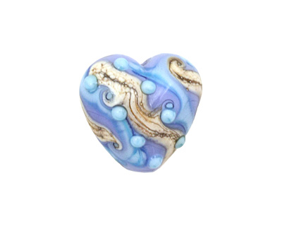 Grace Lampwork Blue Freestyle Heart 19-20mm