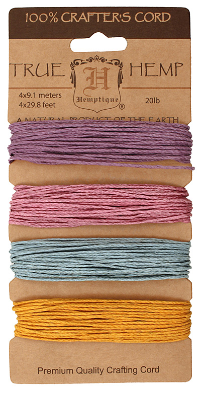 Pastel Hemp Twine 20 lb, 29.8 ft x 4 colors