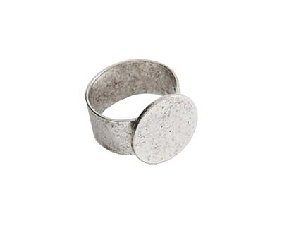 Nunn Design Antique Silver (plated) Large Circle Adjustable Ring 16mm