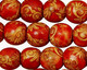 Orange Floral w/ Scrolling Round 10-12mm