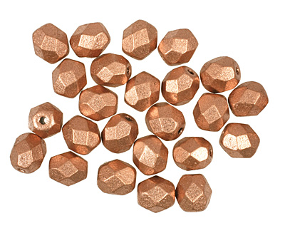 Czech Fire Polished Glass Matte Metallic Copper Round 6mm