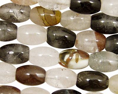 Black Rustic Quartz Rice 12x8mm