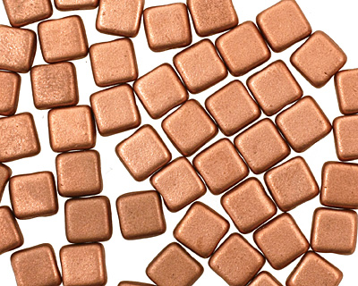 Czech Glass Matte Metallic Copper Square 6mm