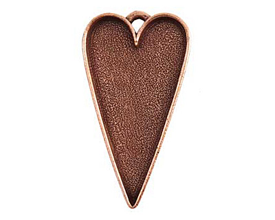 Nunn Design Antique Copper (plated) Grande Heart Bezel Pendant 54x29mm