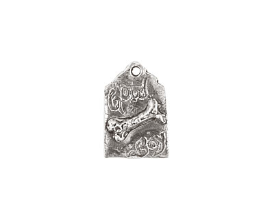 Rustic Charms Sterling Silver Good Boy Tag Charm 11x16mm