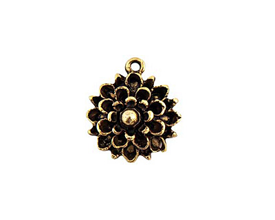 Nunn Design Antique Gold (plated) Mum Flower Charm 17x19mm