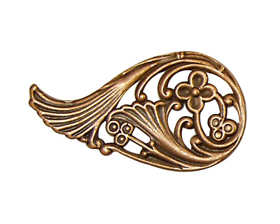 Stampt Antique Copper (plated) Floral Wing Filigree (left) 38x20mm