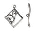 Antique Silver (plated) Diamond w/ Swirls Toggle Clasp 28x24mm, 29mm bar