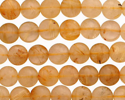 Rutilated Quartz Puff Coin 8mm