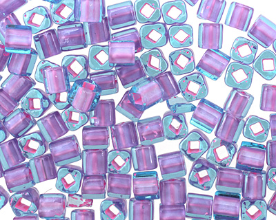 TOHO Aqua (with Bubble Gum Pink Lining) Cube 4mm Seed Bead
