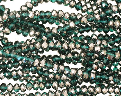 Silver & Winter Green Crystal Faceted Rondelle 3mm