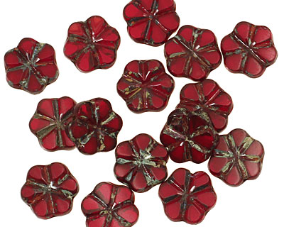 Czech Glass Merlot 6 Petal Daisy 9mm
