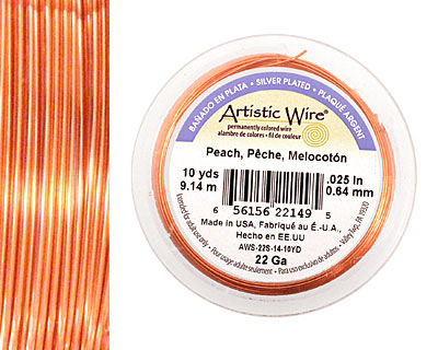 Artistic Wire Silver Plated Peach 22 gauge, 10 yards