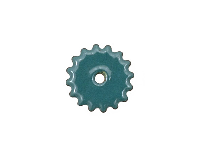 C-Koop Enameled Metal Peacock Blue Small Closed Gear 16mm