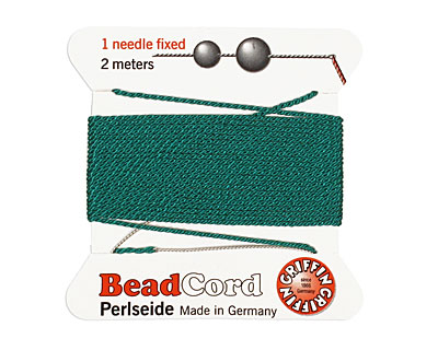 Green Griffin Silk Beading Cord Size 8, 2 meters